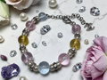 CC Logo Glass Bead charm Bracelet Silver