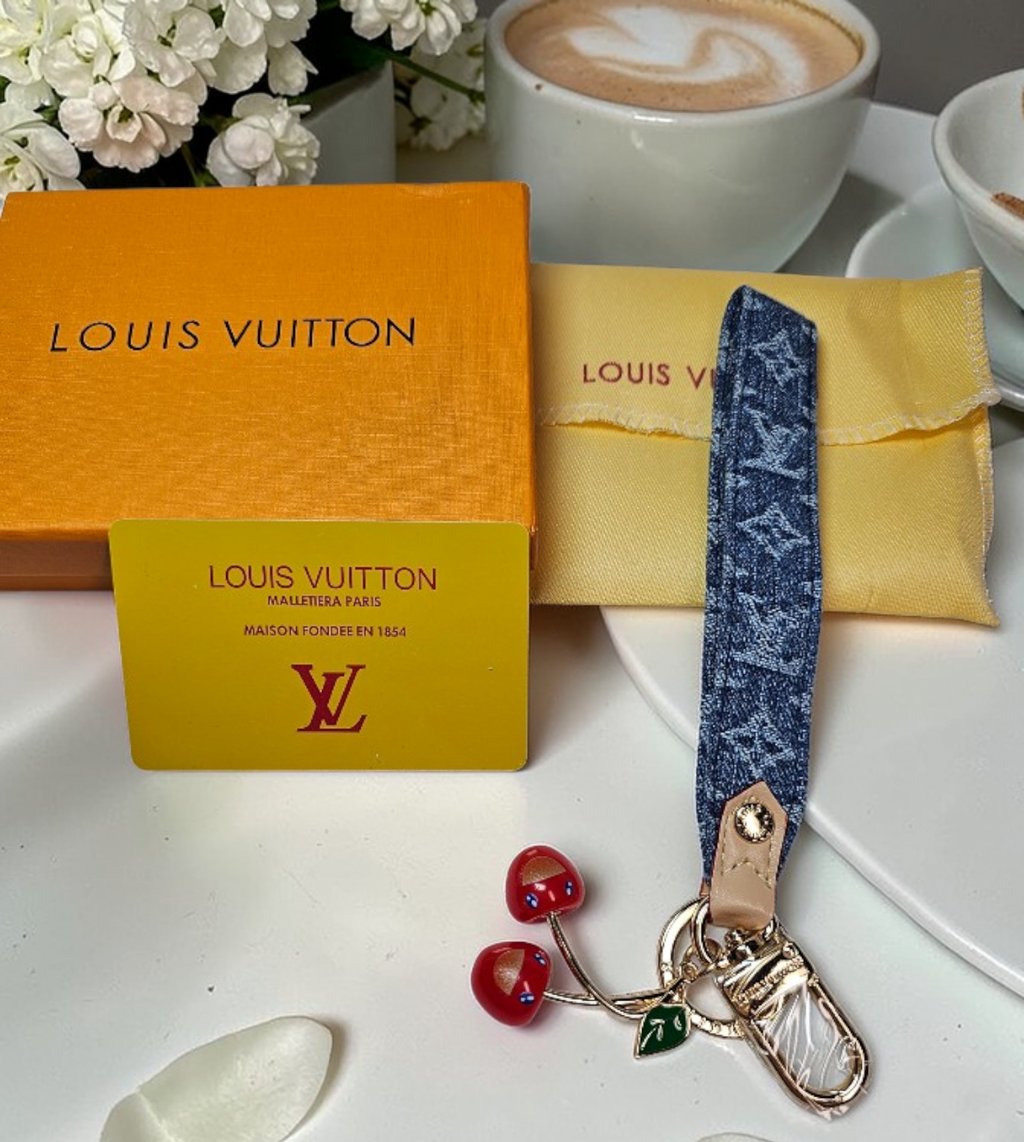 Denim and Cherries Louis Vuitton logo keyring/ Bag charm NIB