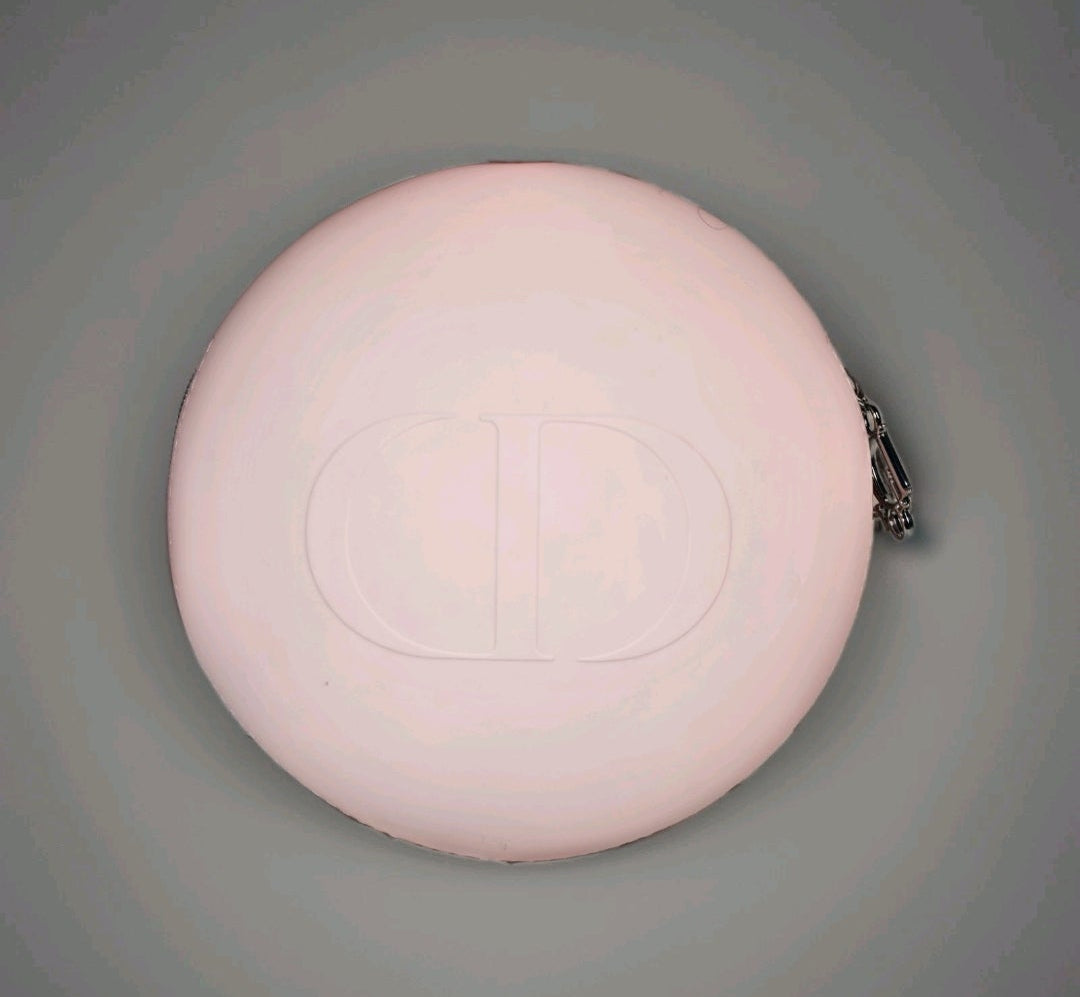 Dior Beautè Pink Round Silicone Beauty Case logo zipper pull