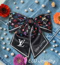 Louis x Murakami Logo Black 100% Silk Hair Bow