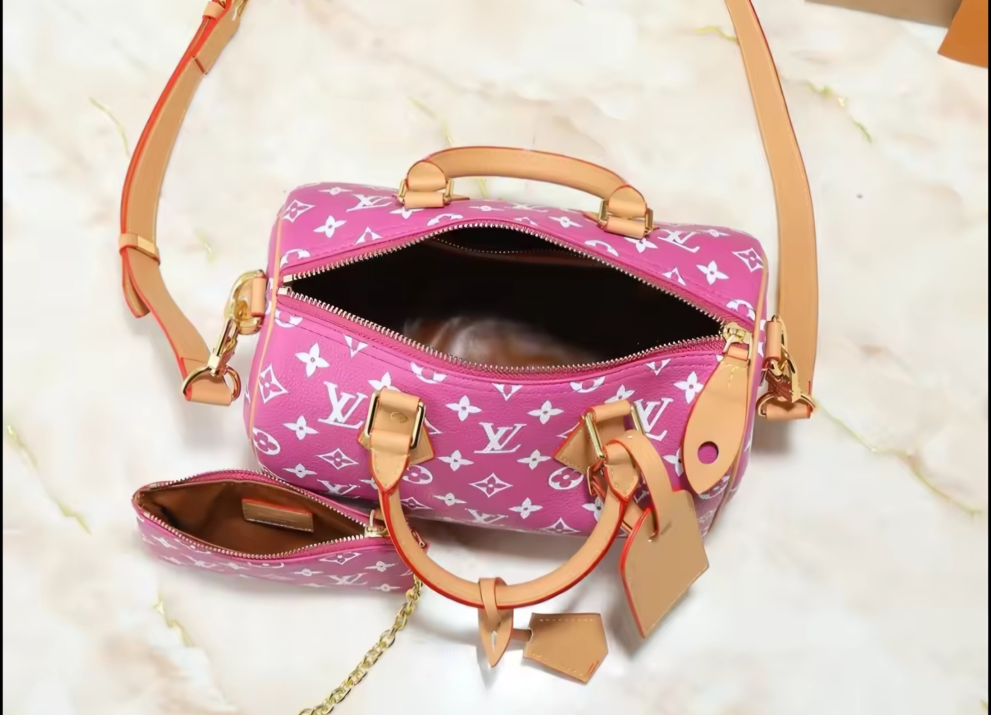 Pink Monogram Logo Bag Size SP 25 NEW