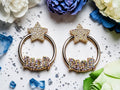 18K Gold plated CD Logo Full Gemstone Hoops