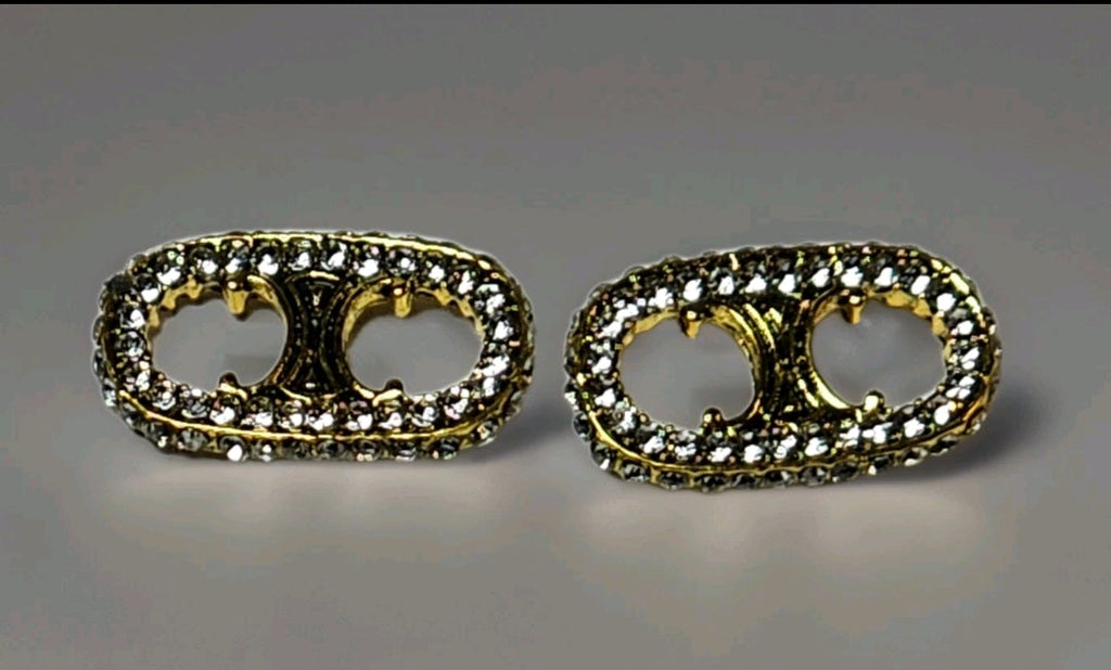 Celine inspired Gold Logo Earrings New