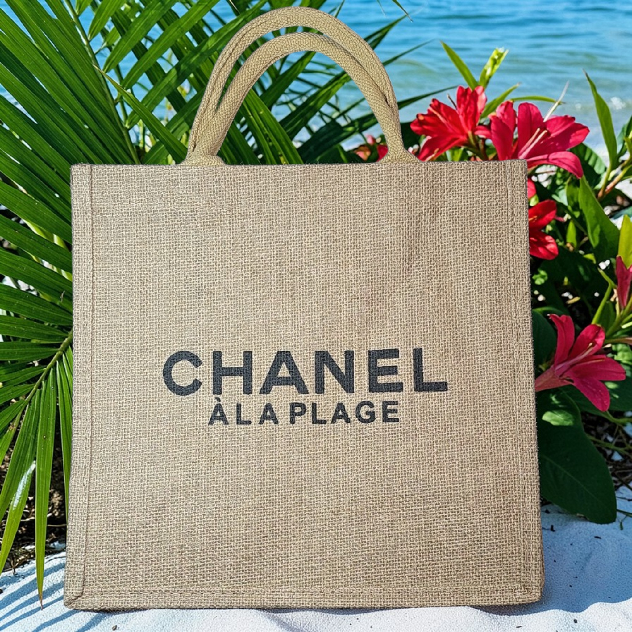 CHANEL À La Plage Double woven Raffie Bag Lined with easy clean lining NEW