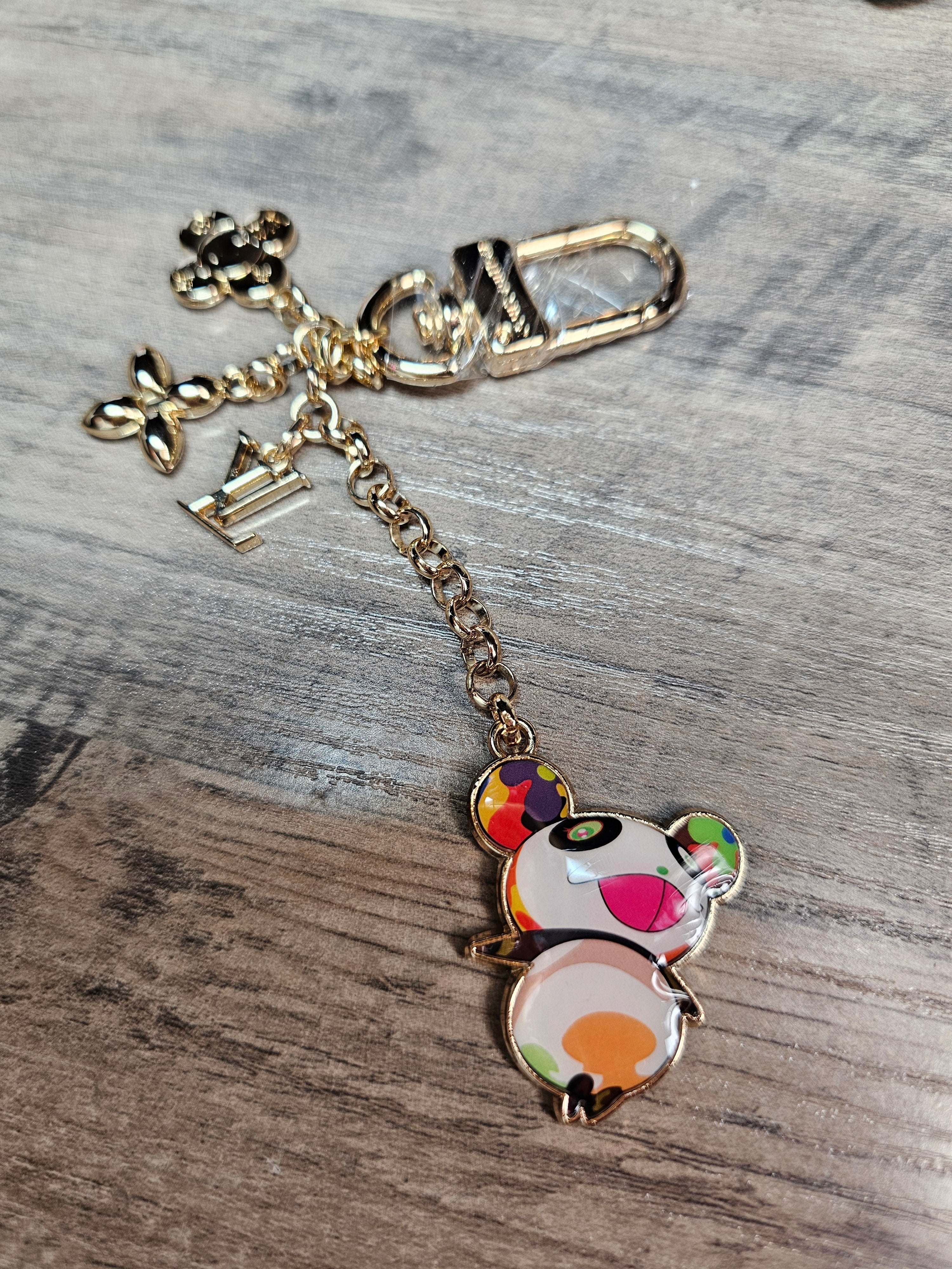 LV Logo Metal Panda Key chain bag charm