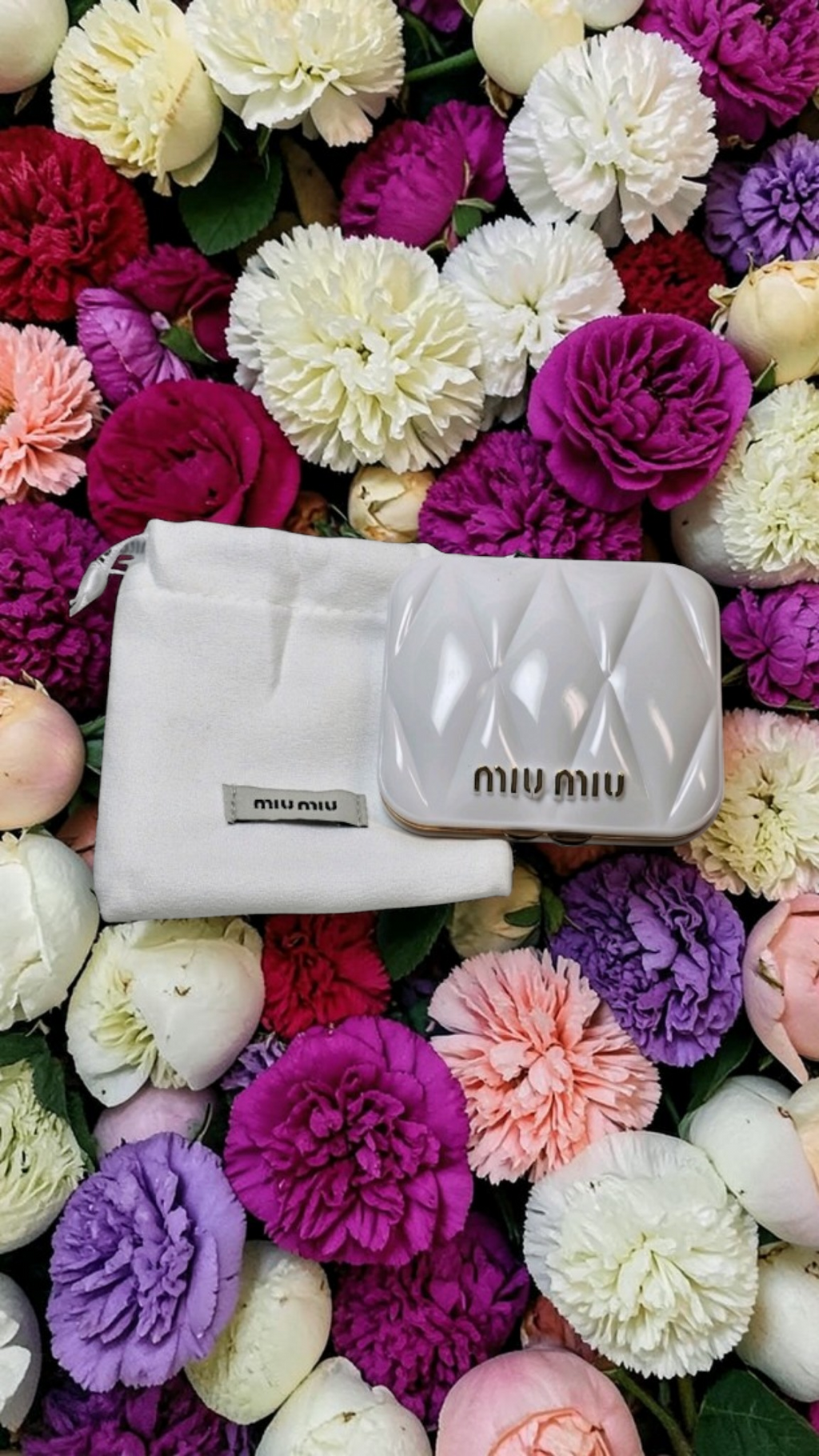 White logo Compact Mirror W/ Dustbag NIB