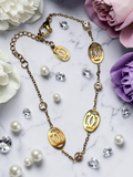 Gold Multi Charm Logo Bracelet