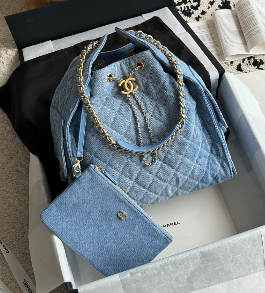 Large C Logo top level  drawsrtring Bucket Bag