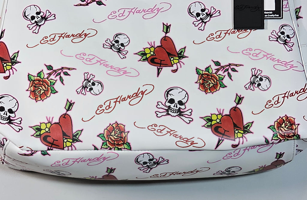 Ed Hardy Large Skull 'Love Kills' Tote Bag NWT