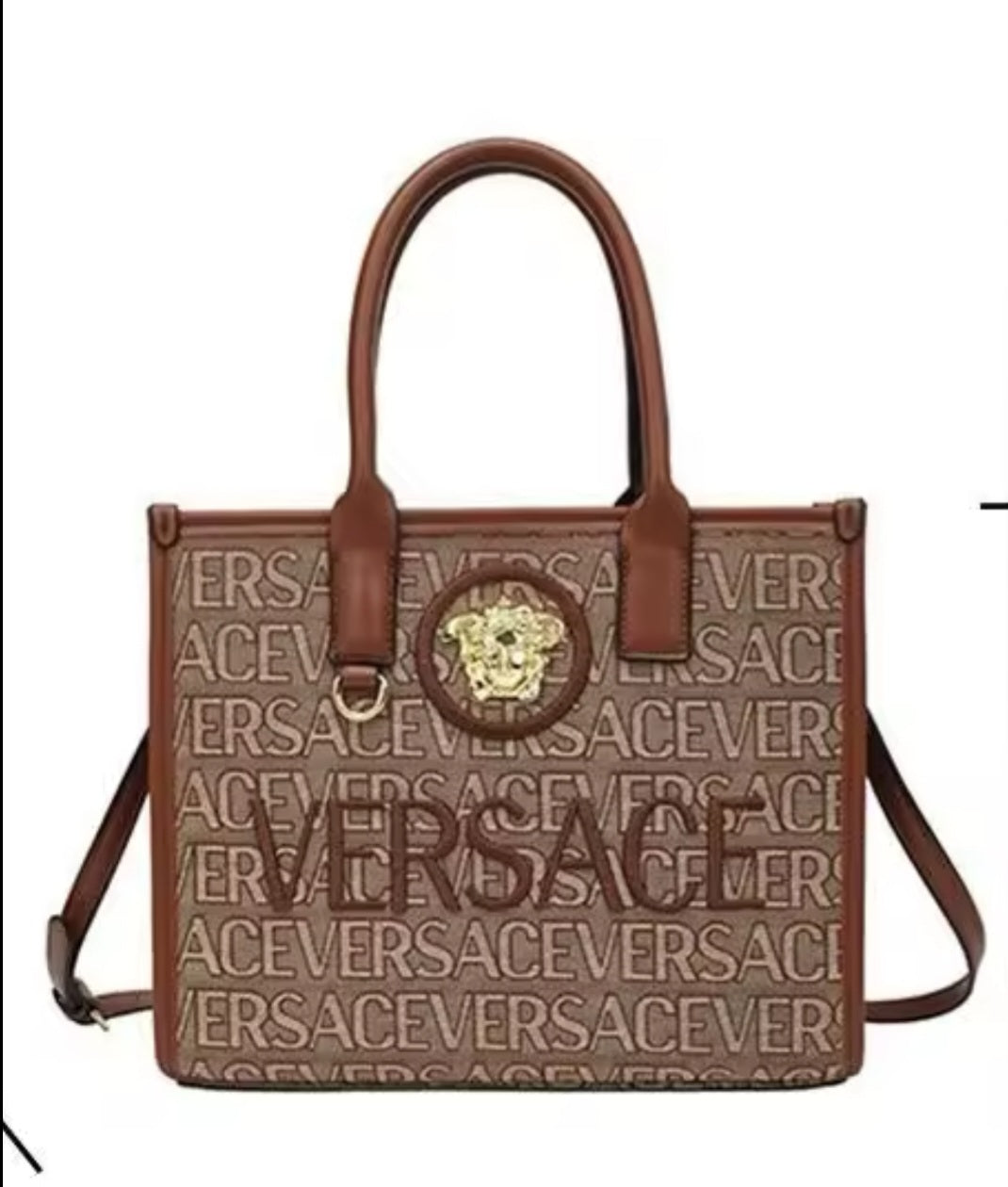 Medusa logo Large tote Bag NEW Tan/Beige