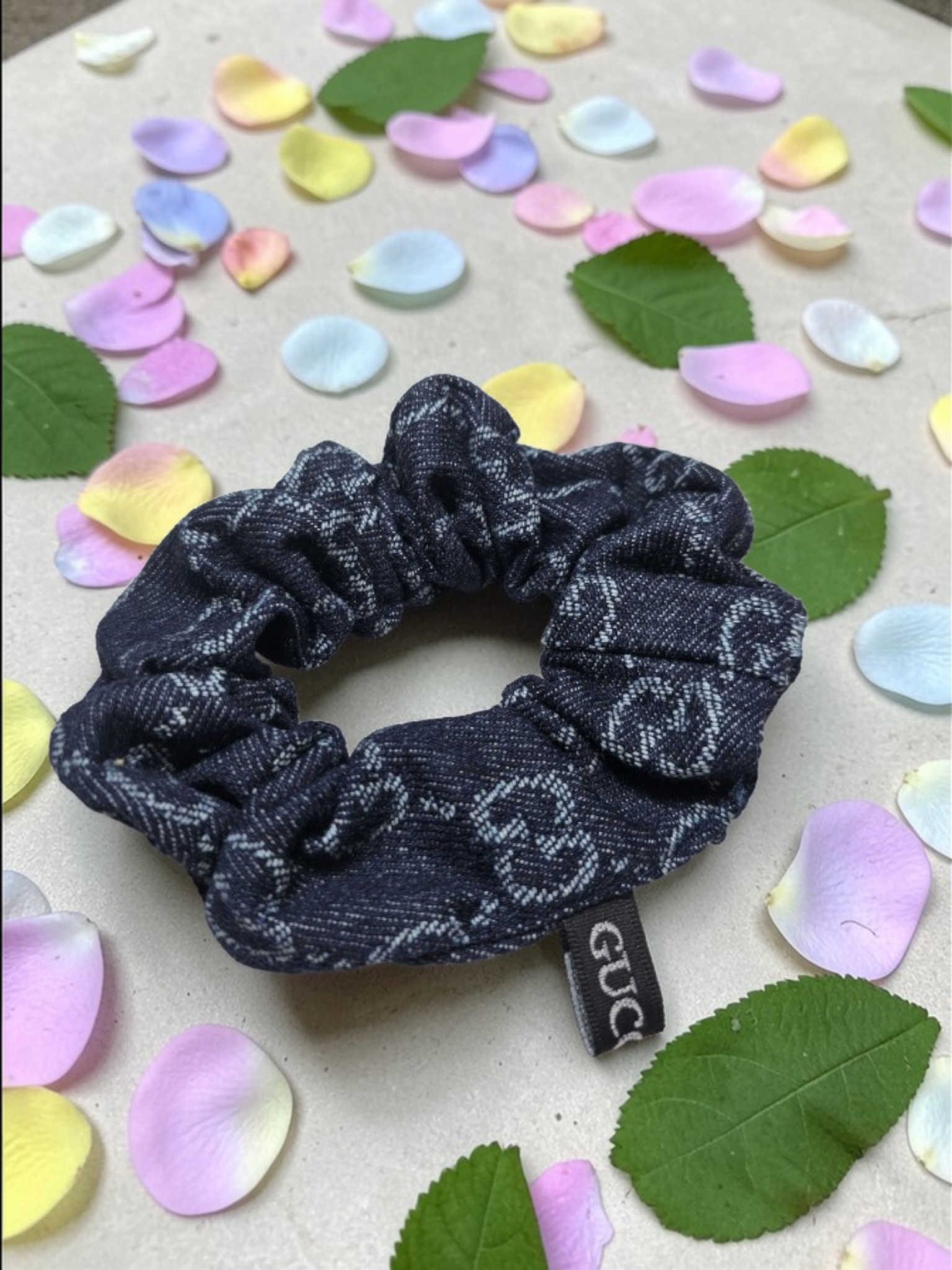 GG Denim Logo Hair Scrunchie