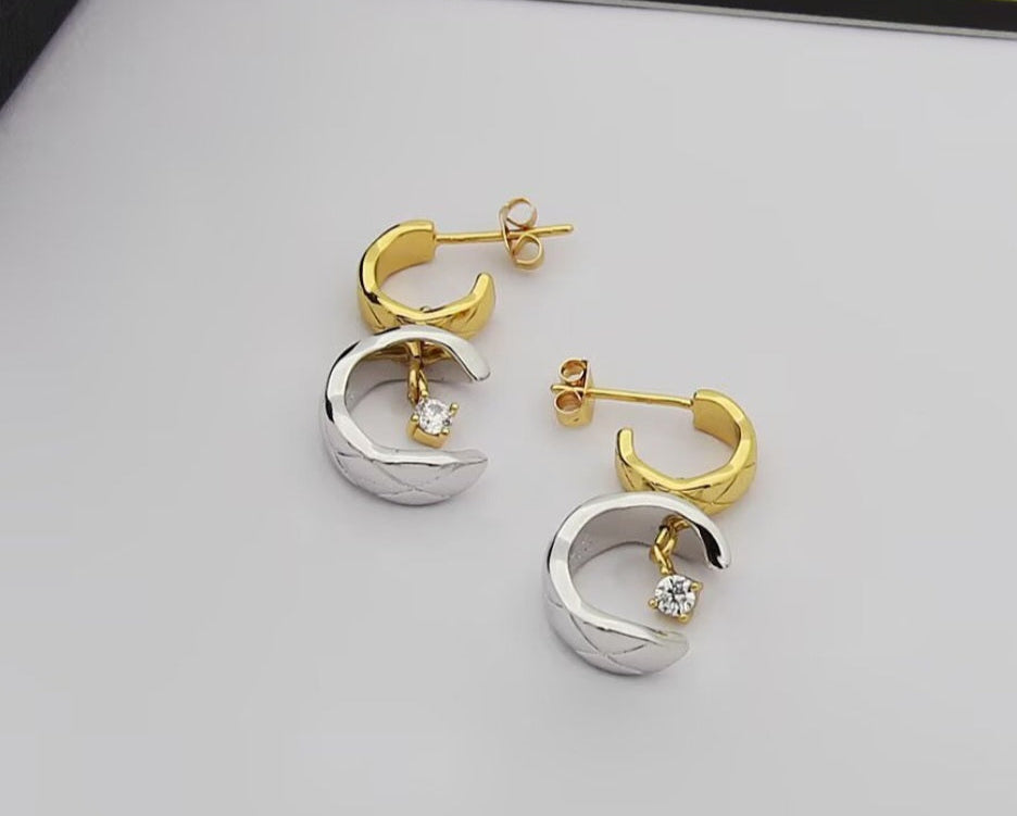 C Logo Pierced Dainty Dangle Earrings