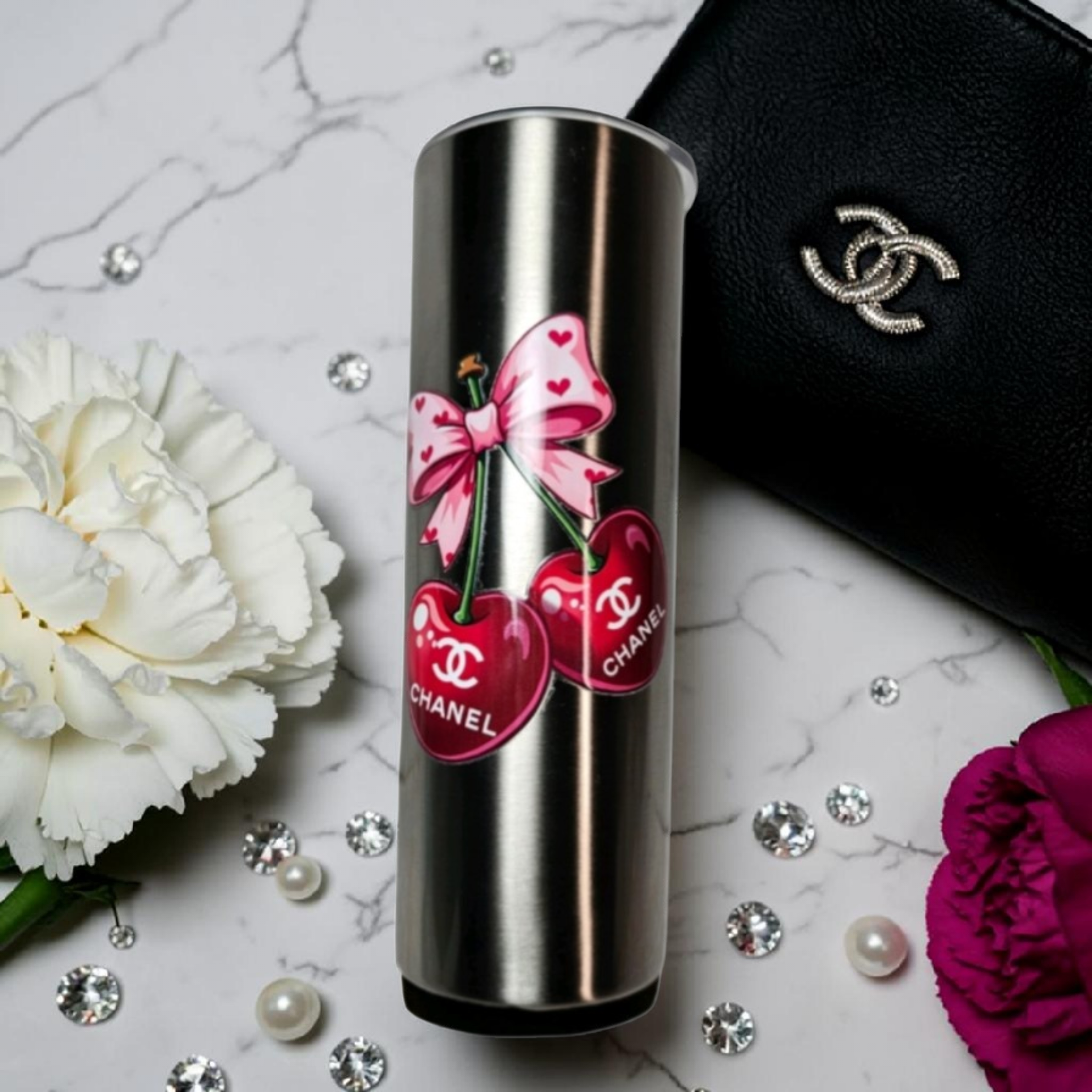 Custom designed CC Logo 🍒 Cherry Tumbler Stainless Steel