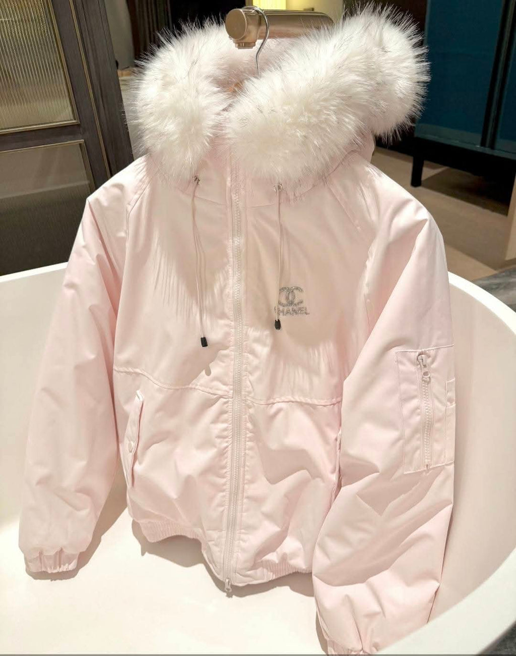C Logo Windproof Hooded Coat