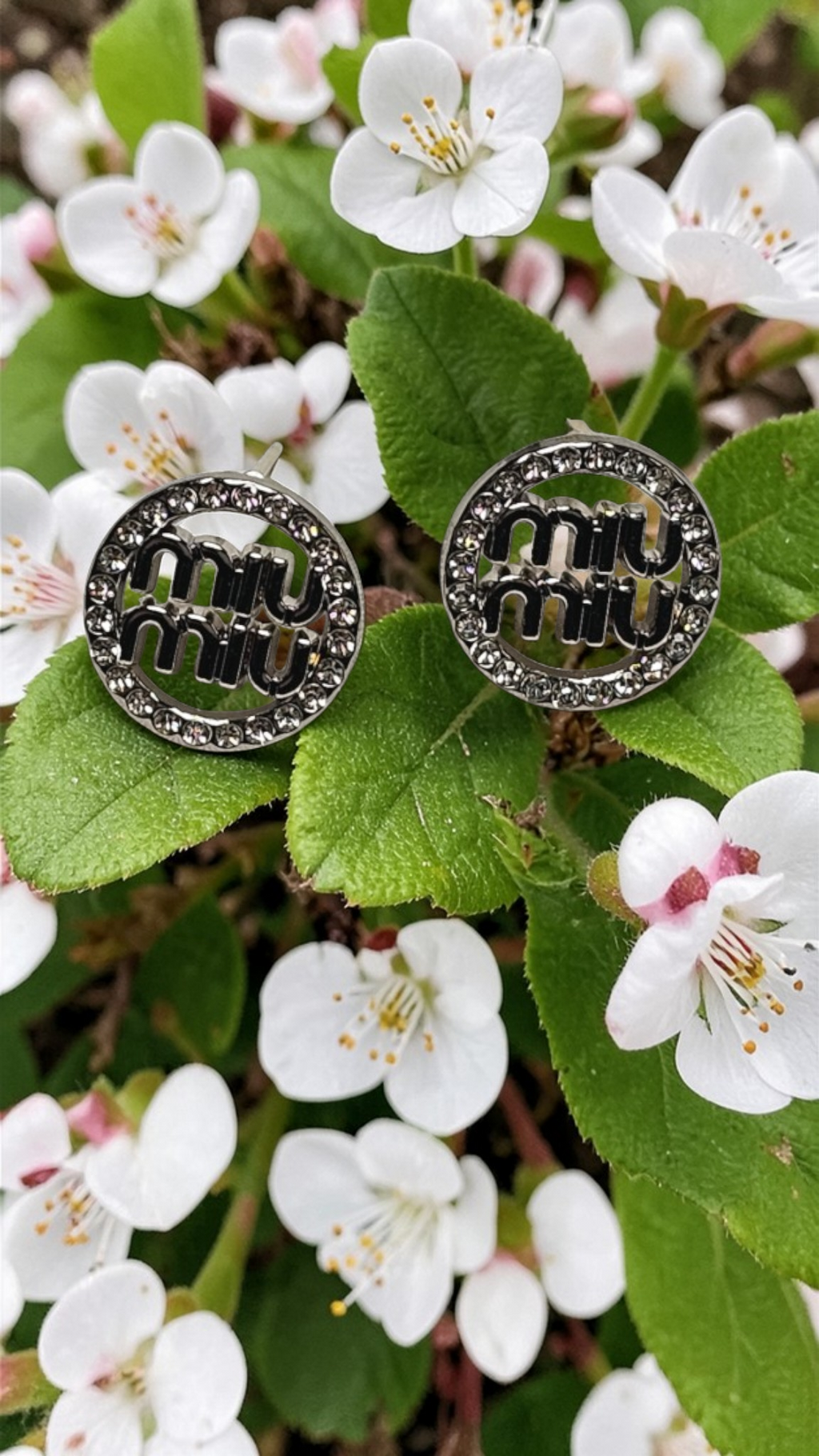 MIU MIU Silver charm Pierced Stud Earrings