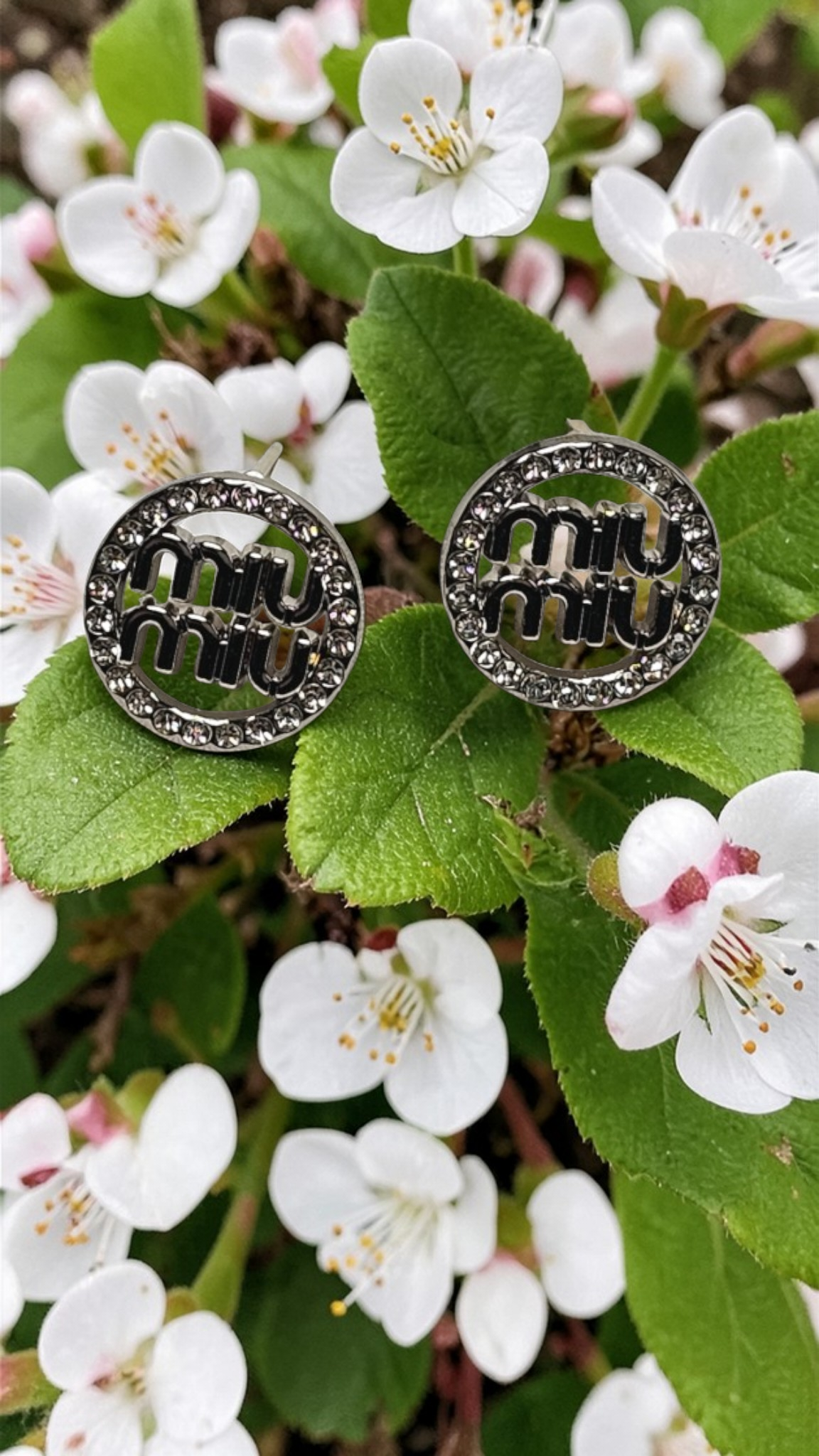 MIU MIU Silver charm Pierced Stud Earrings