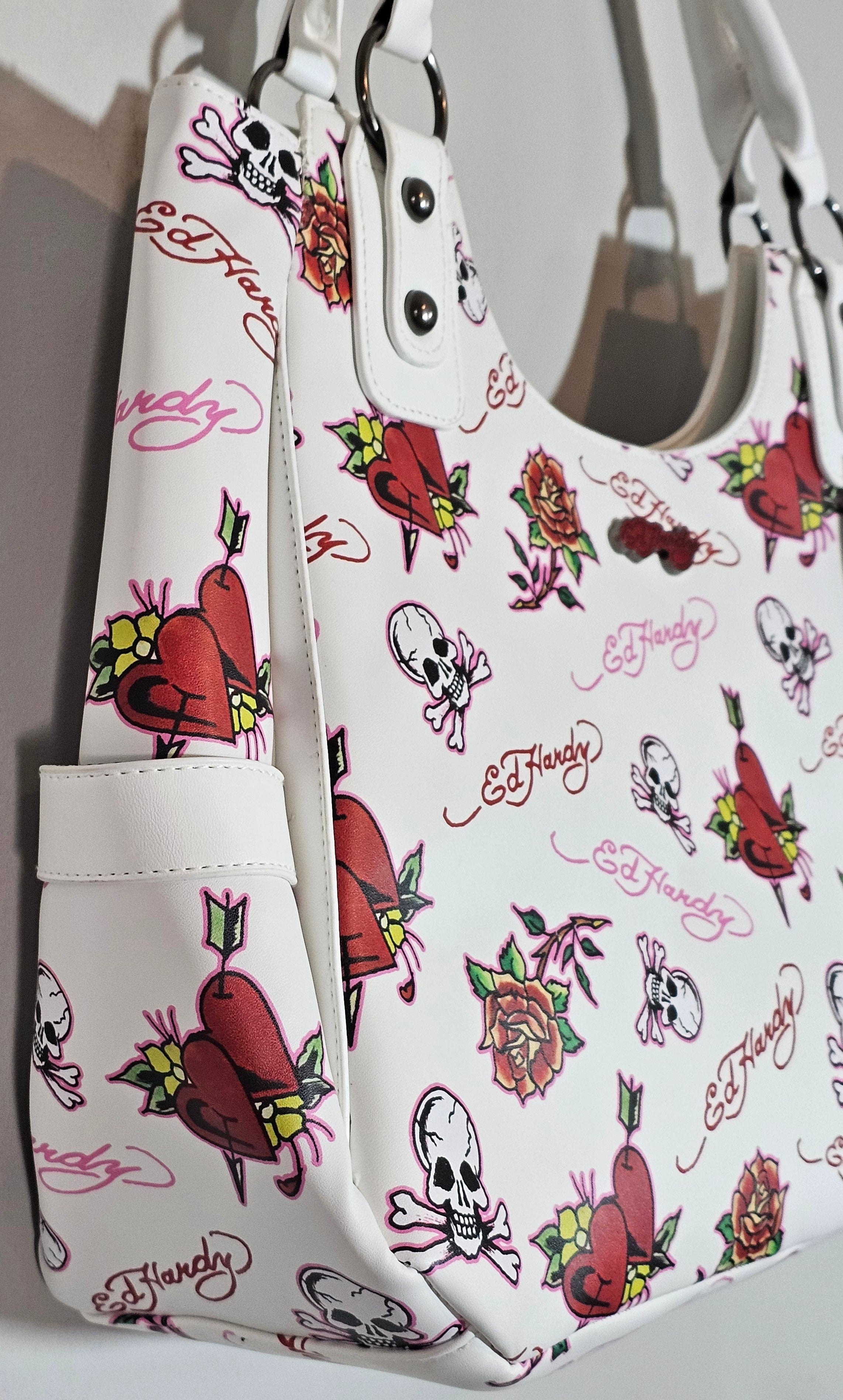 Ed Hardy Large Skull 'Love Kills' Tote Bag NWT