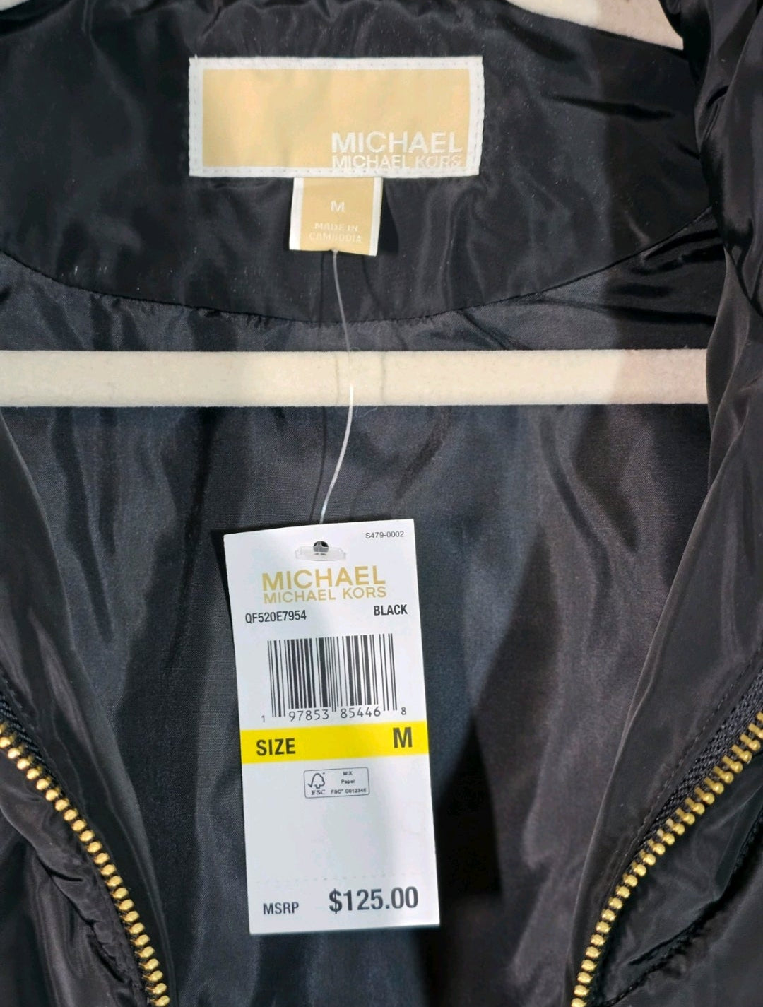 Michael Kors Designer Black Quilted Puffer Logo Vest Size M NWT