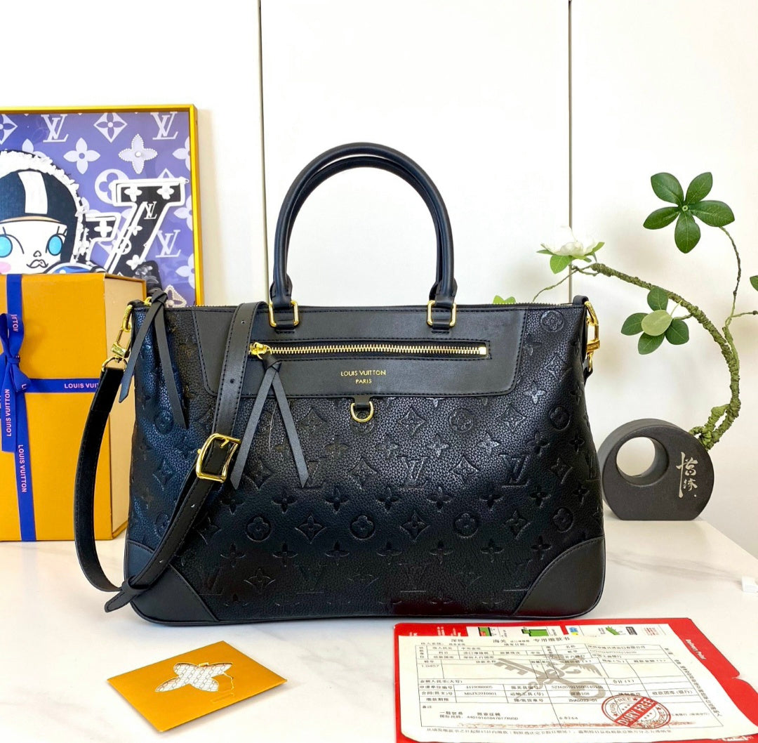 Black Monogram L Logo Slouch Bag