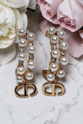 CD Dangle Pearl and Gemstone hoops for pierced ears