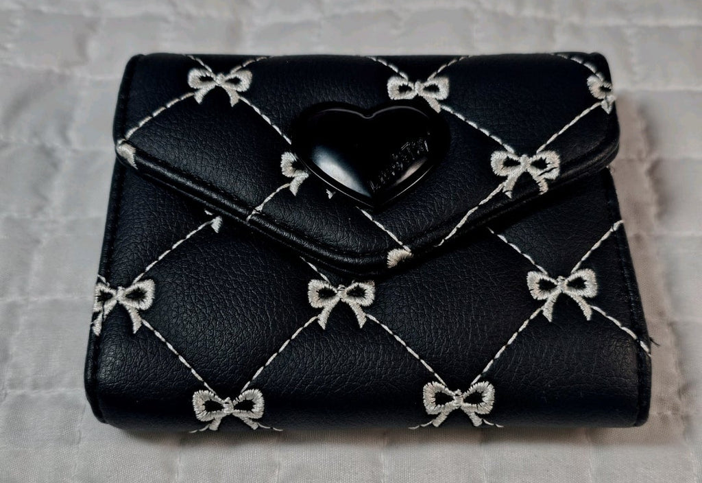 Betsey Johnson Short Wallet Black Bow New