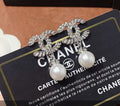 C Logo Pearl Drop Pierced Earrings