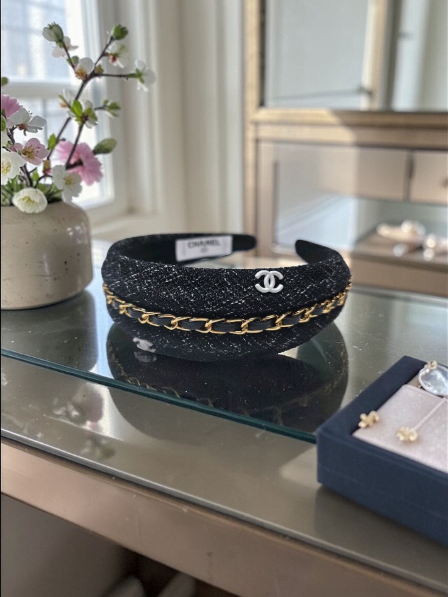 CC Logo Black & Gold Denim Headband