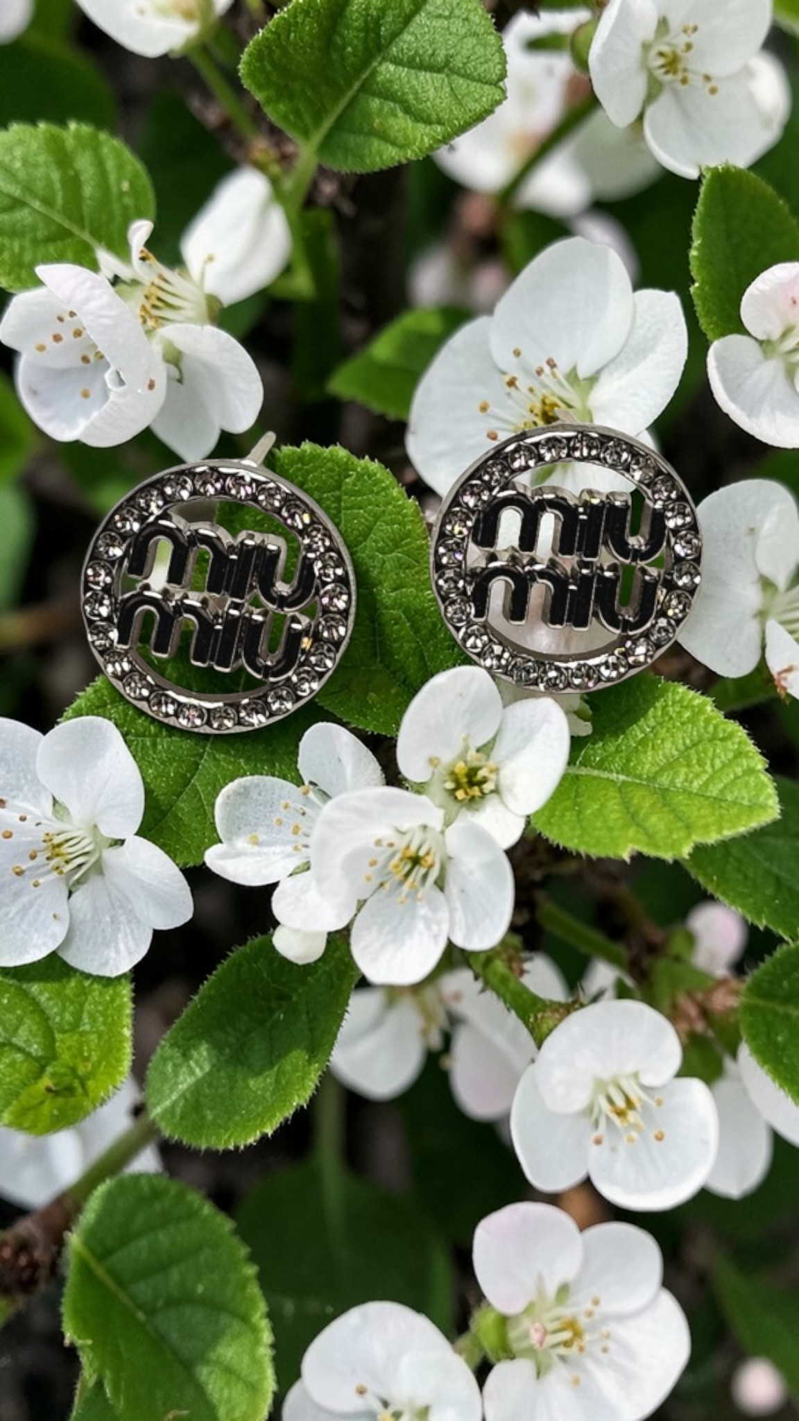 MIU MIU Silver charm Pierced Stud Earrings