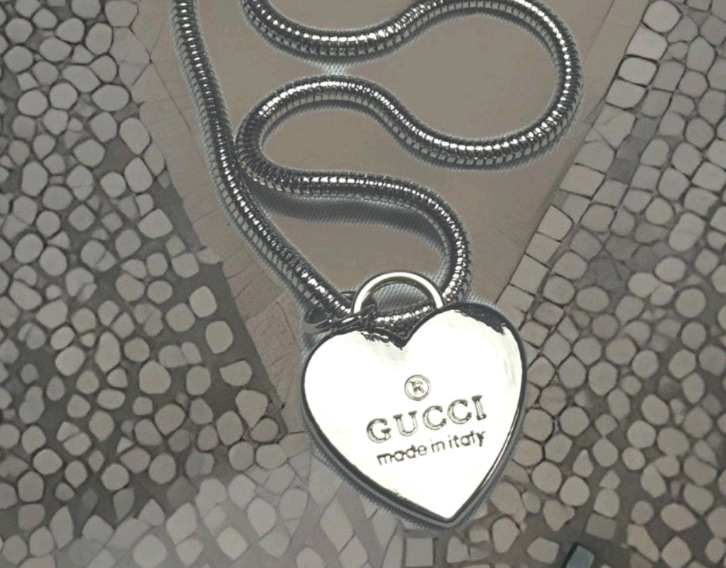 Silver Heart Charm Necklace with Silver snake chain NEW