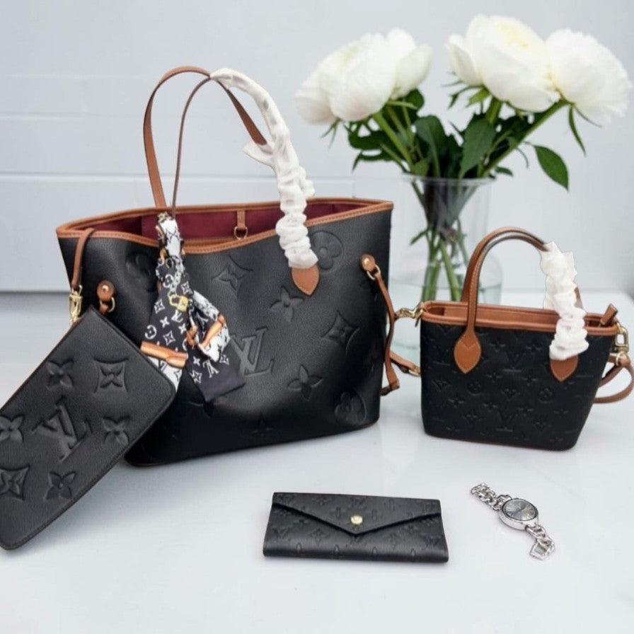 Black large Monogram Tote w/ pouch