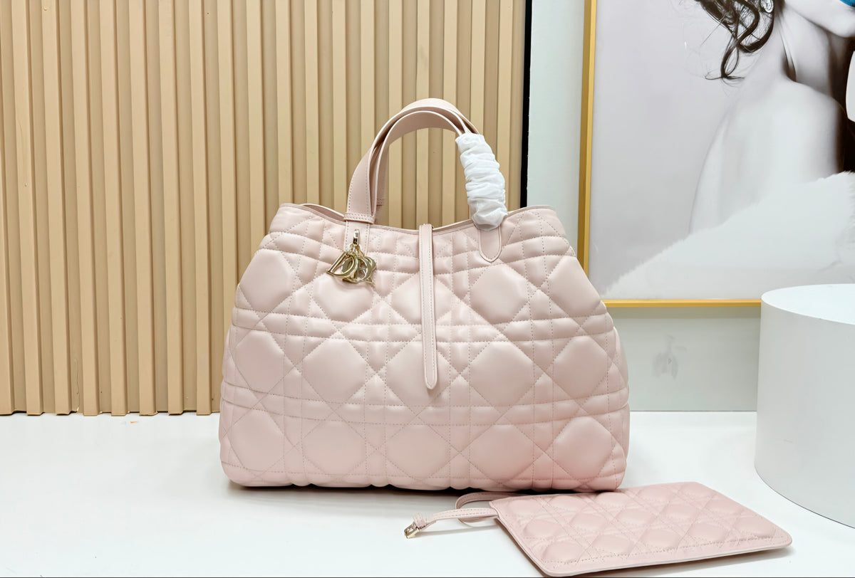 CD Logo Pink Quilted Luxury tote