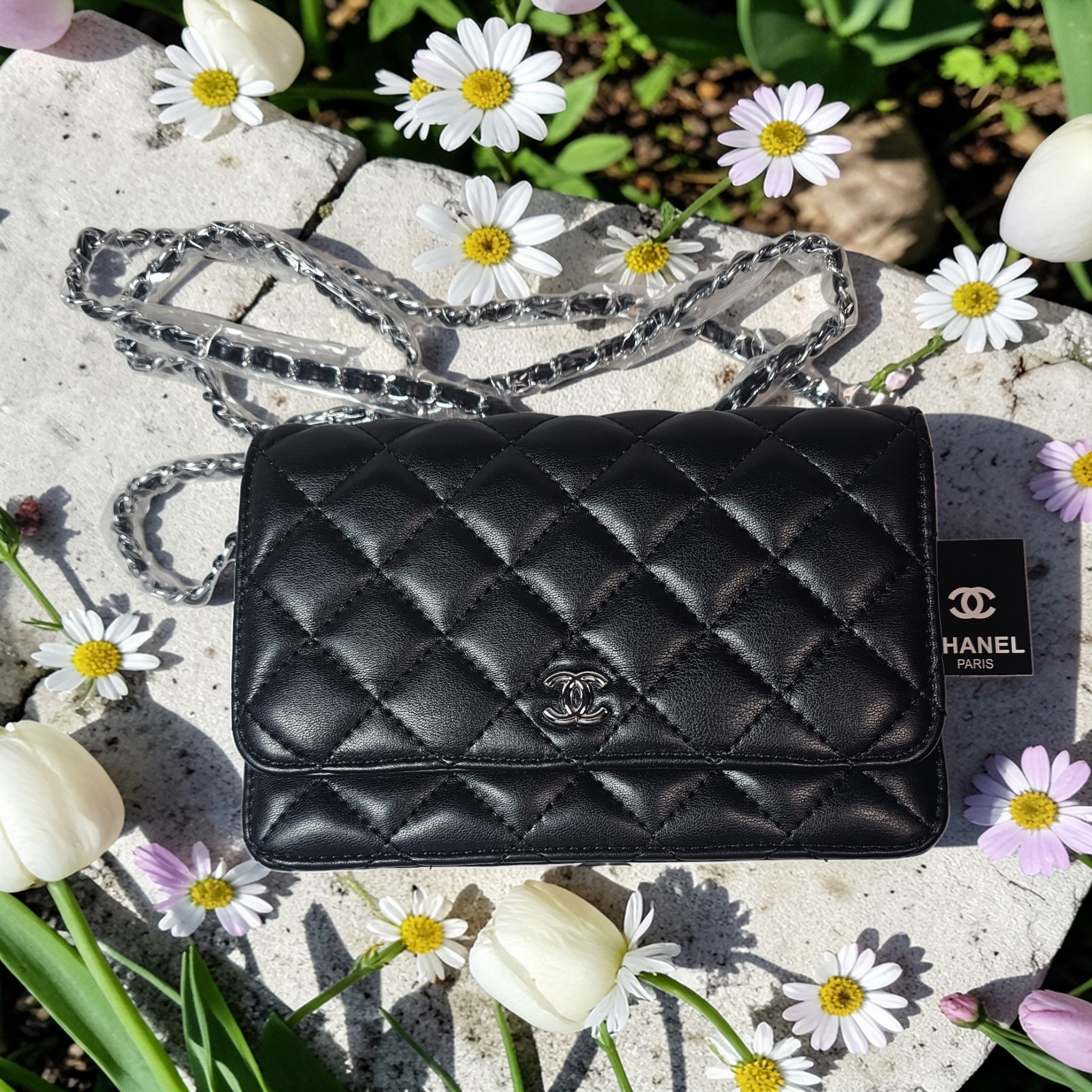 Boutique CC Black Single Flap Leather Crossbody w/ Silver hardware NWT