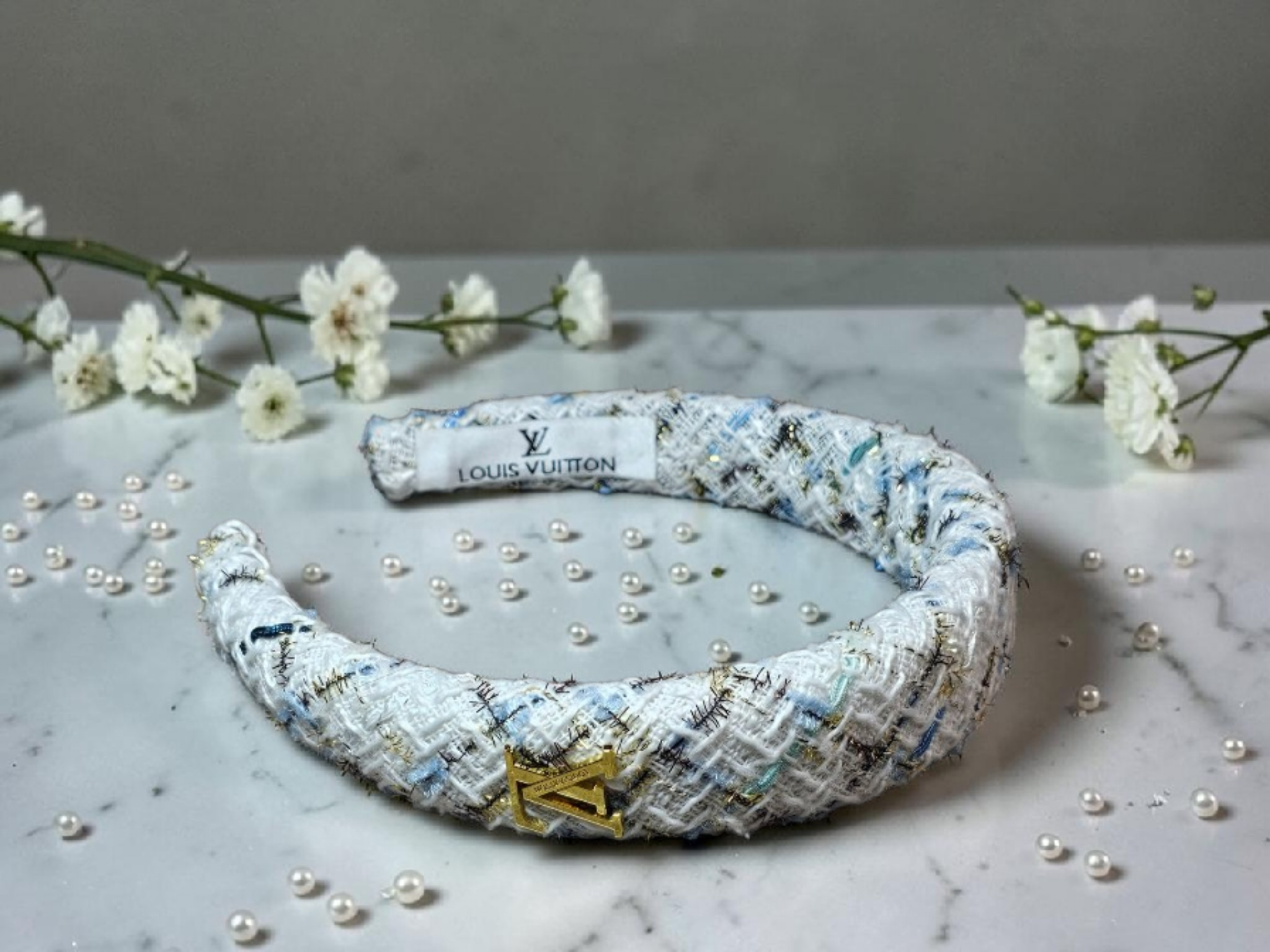 Louis logo White Tweed Headband Spring