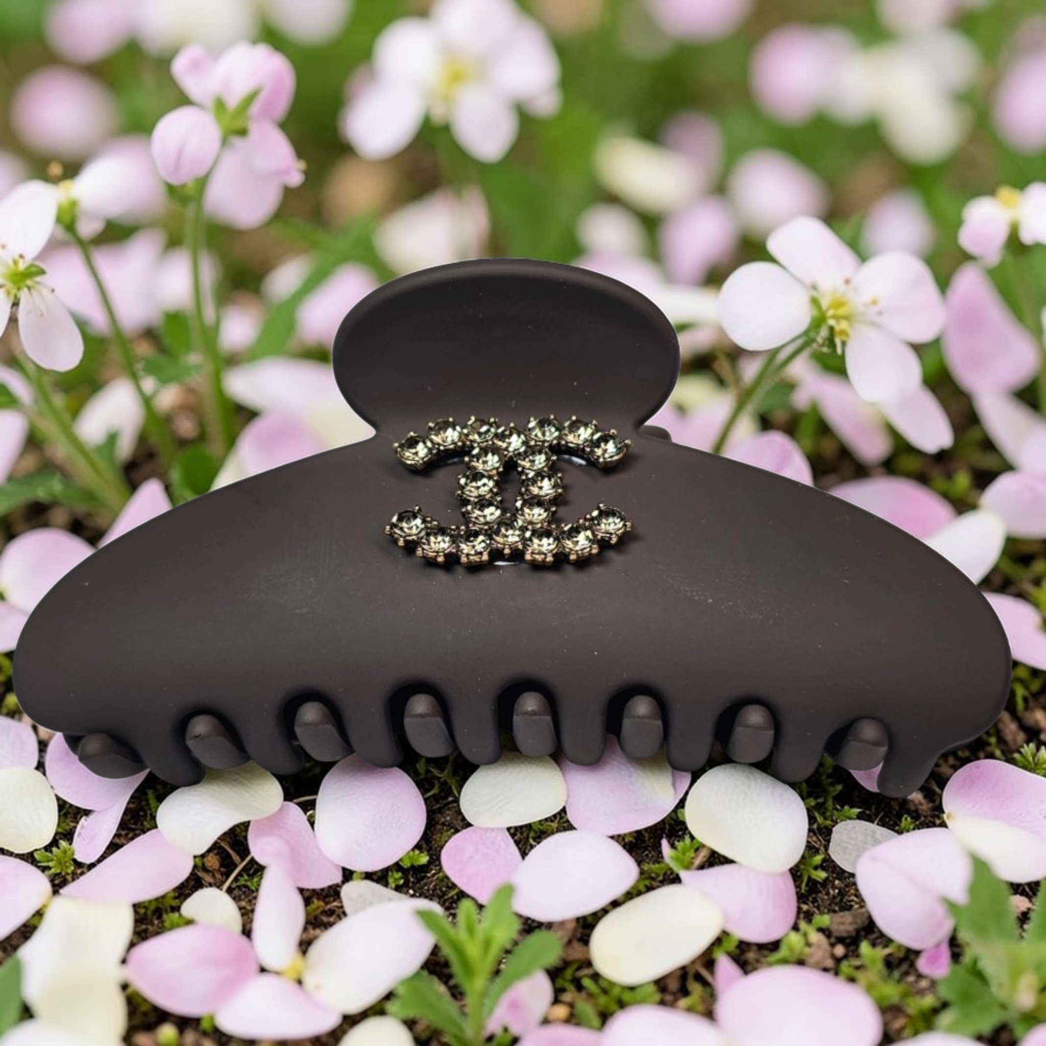 Chanel‑Inspired Deep Mocha Medium Hair Claw Clip — Custom Luxury Design