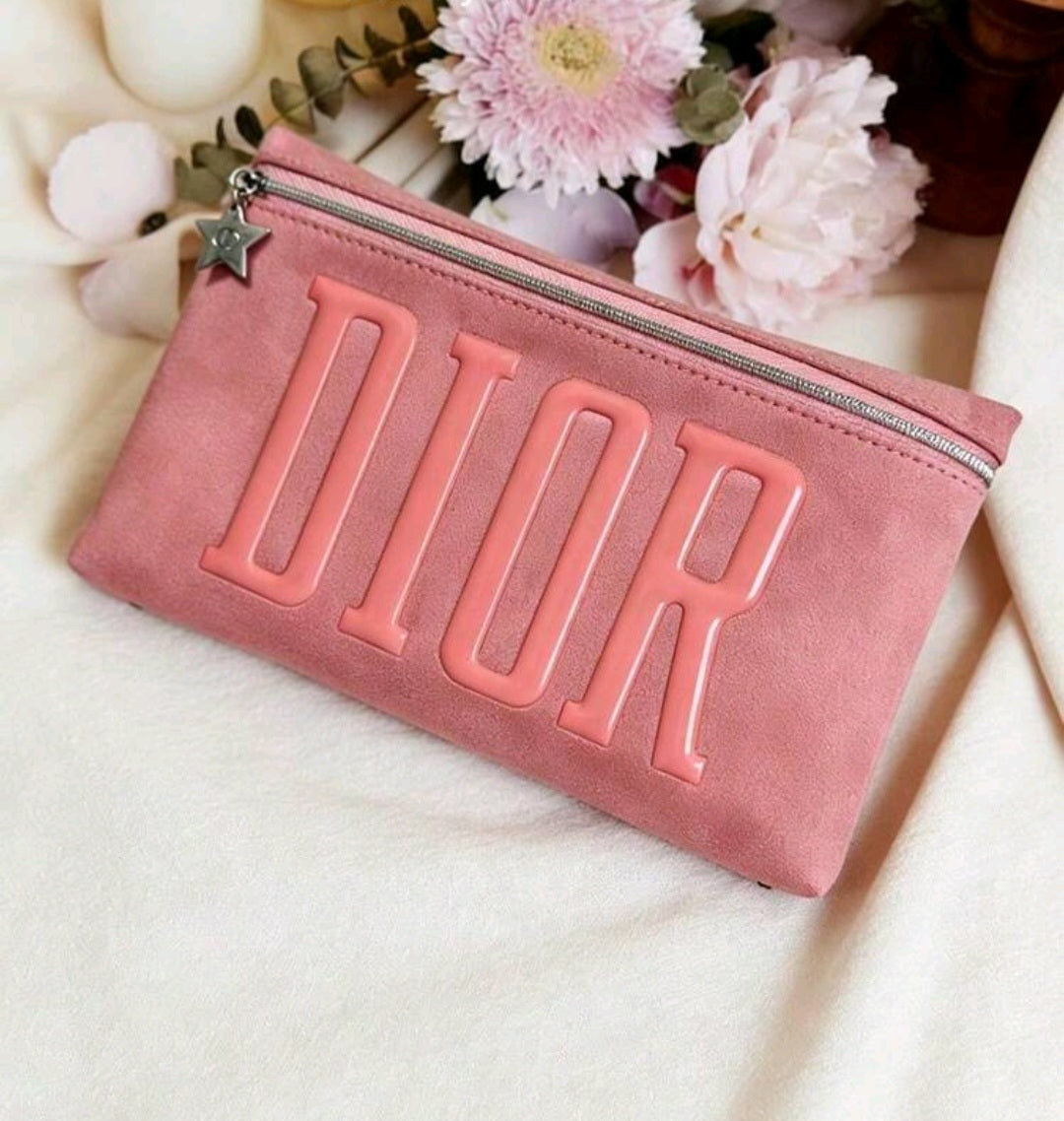 Dior Blush Pink Puffer Logo Makeup Bag New
