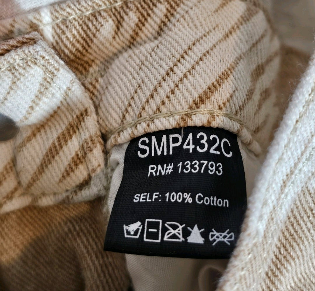 Designer POL Overalls Distressed White and Beige 100% Cotton Like New Size US Large