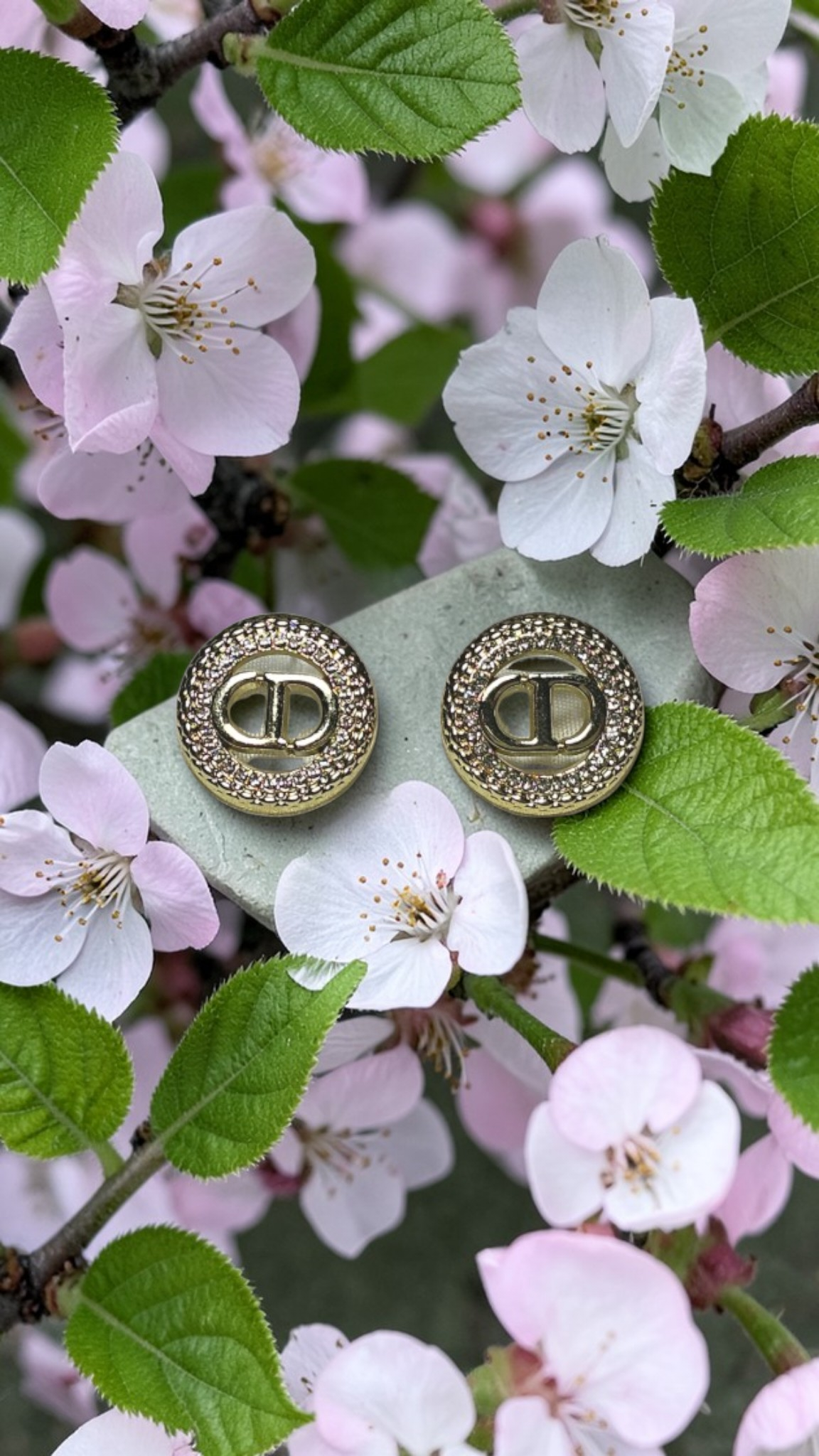 CD Gold Logo Charm Earrings