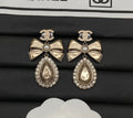 C logo Luxury Bow Dangle Pierced Earrings