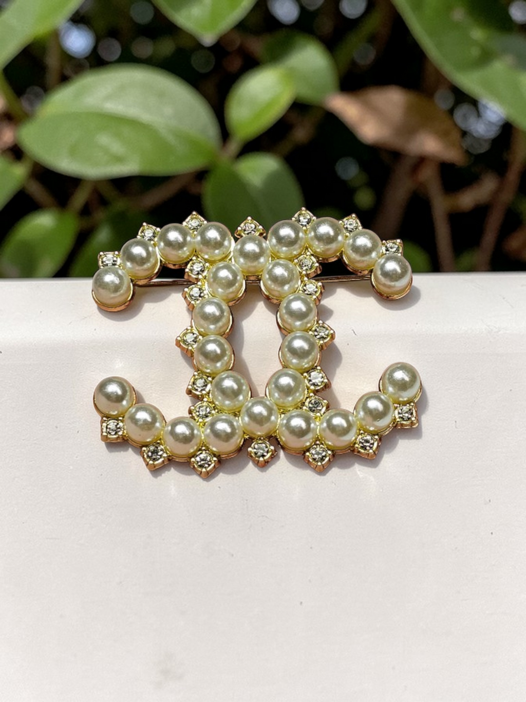 Chanel Gold and Continuous Pearl Charm Brooch