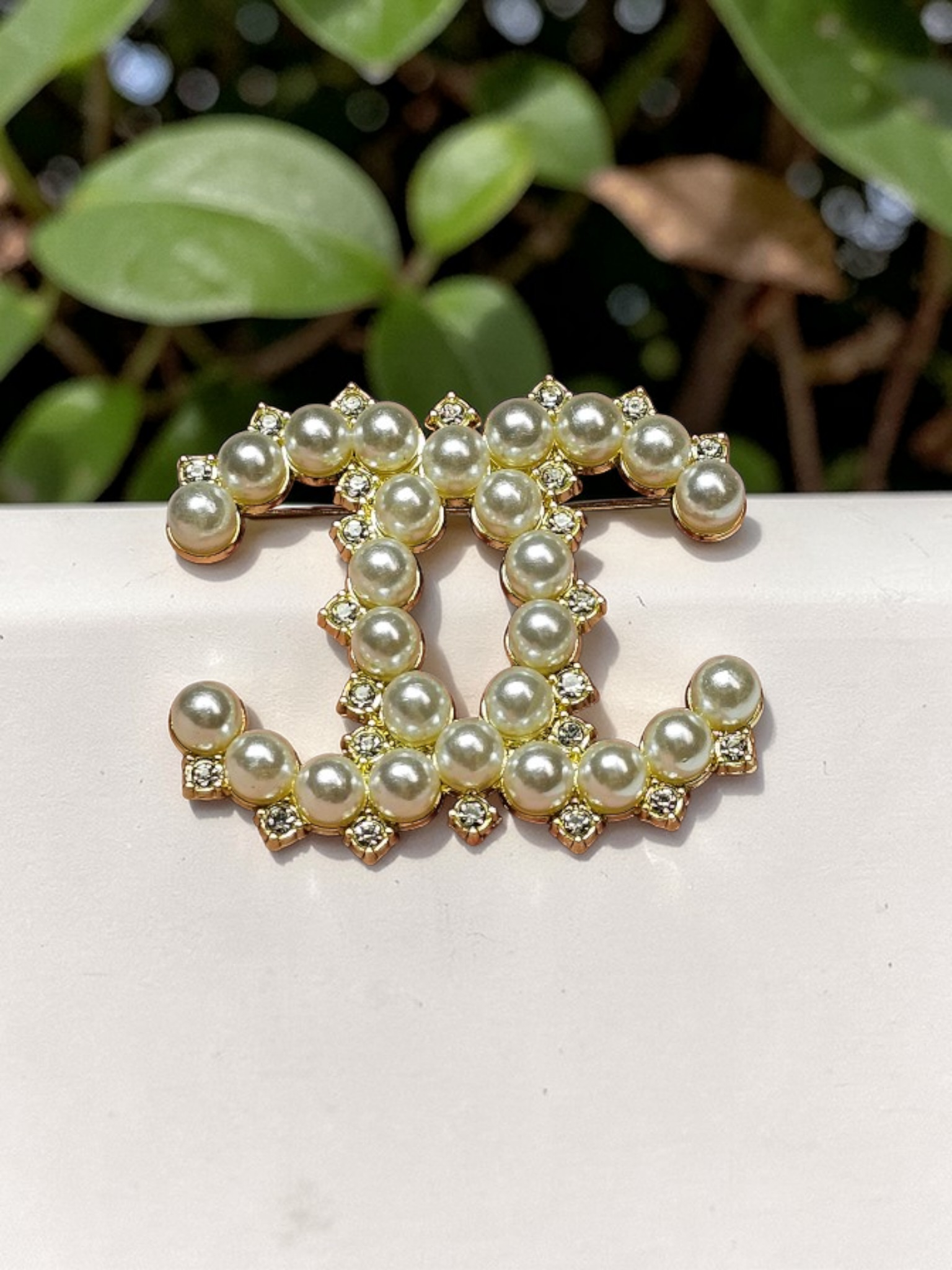 Chanel Gold and Continuous Pearl Charm Brooch
