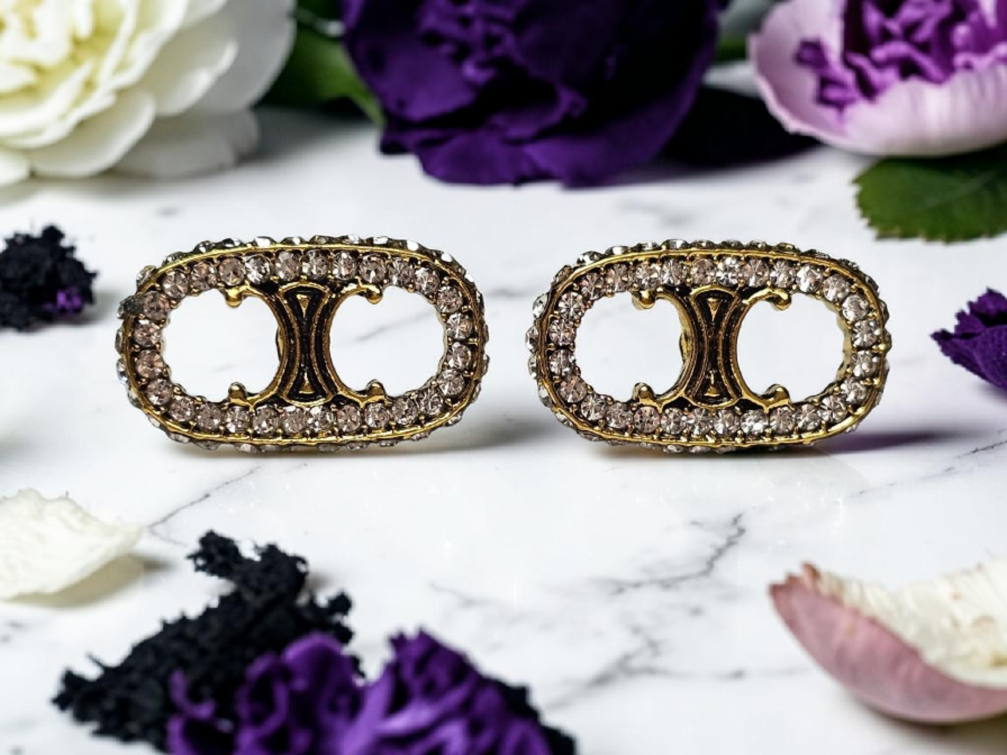Paris Logo Earrings Pierced Studs