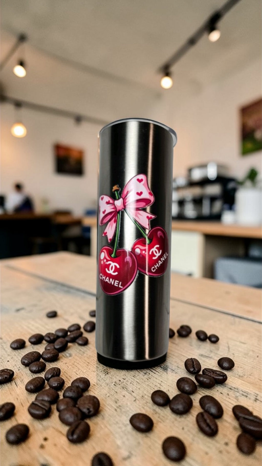 Custom designed Chanel Inspired 🍒 Cherry Tumbler Stainless Steel