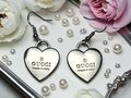 Silver Charm Heart Drop Earrings