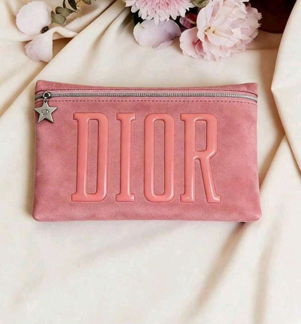 Dior Blush Pink Puffer Logo Makeup Bag New