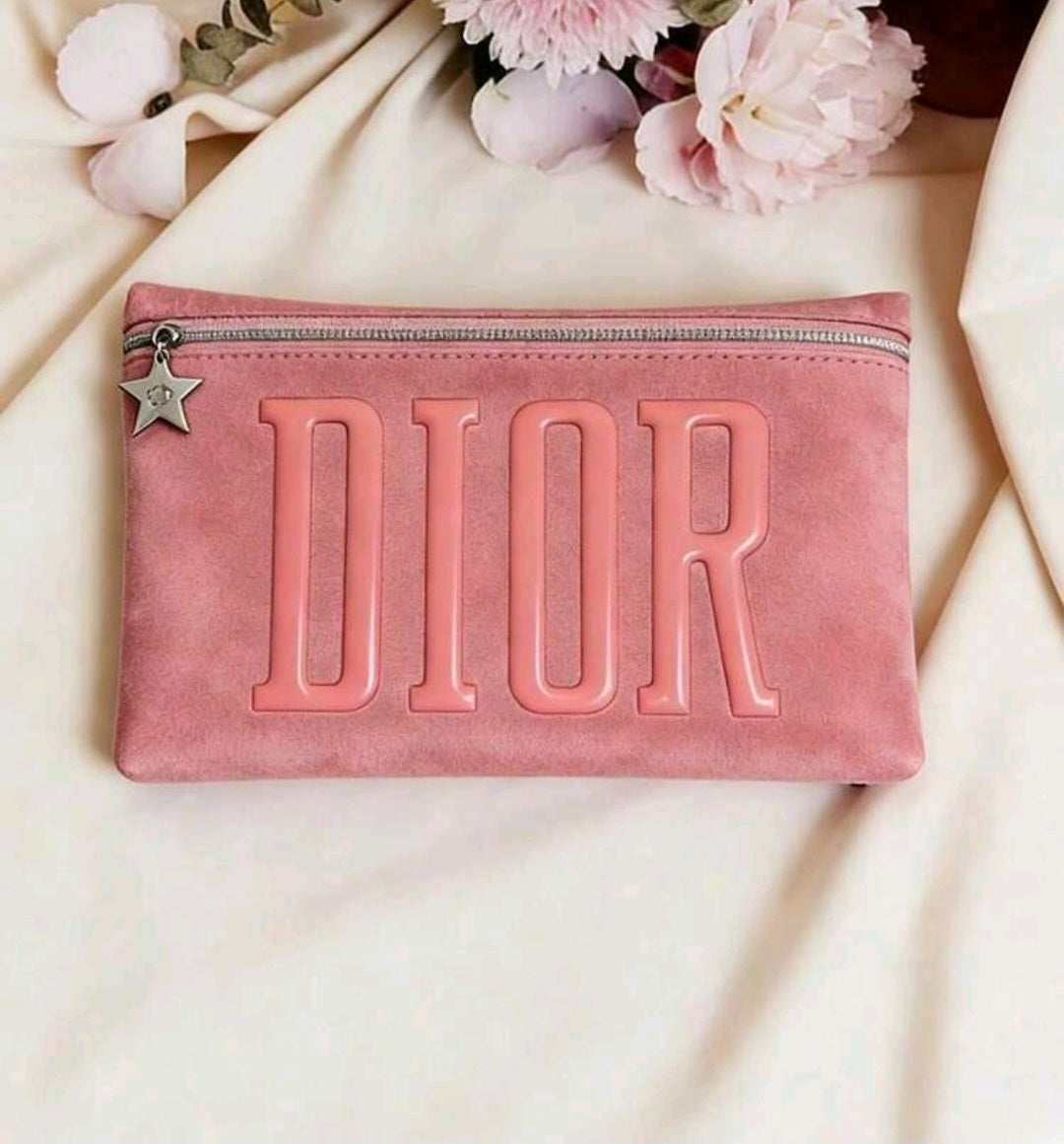 Dior Blush Pink Puffer Logo Makeup Bag New