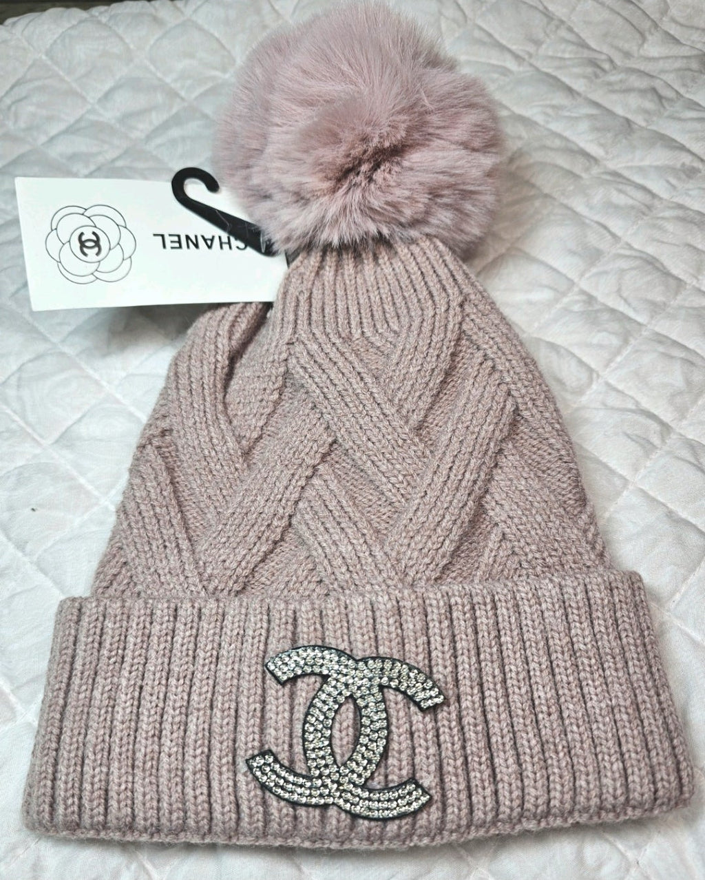 Chanel Beautè Blush Pink Beanie With Pom Pom NWT