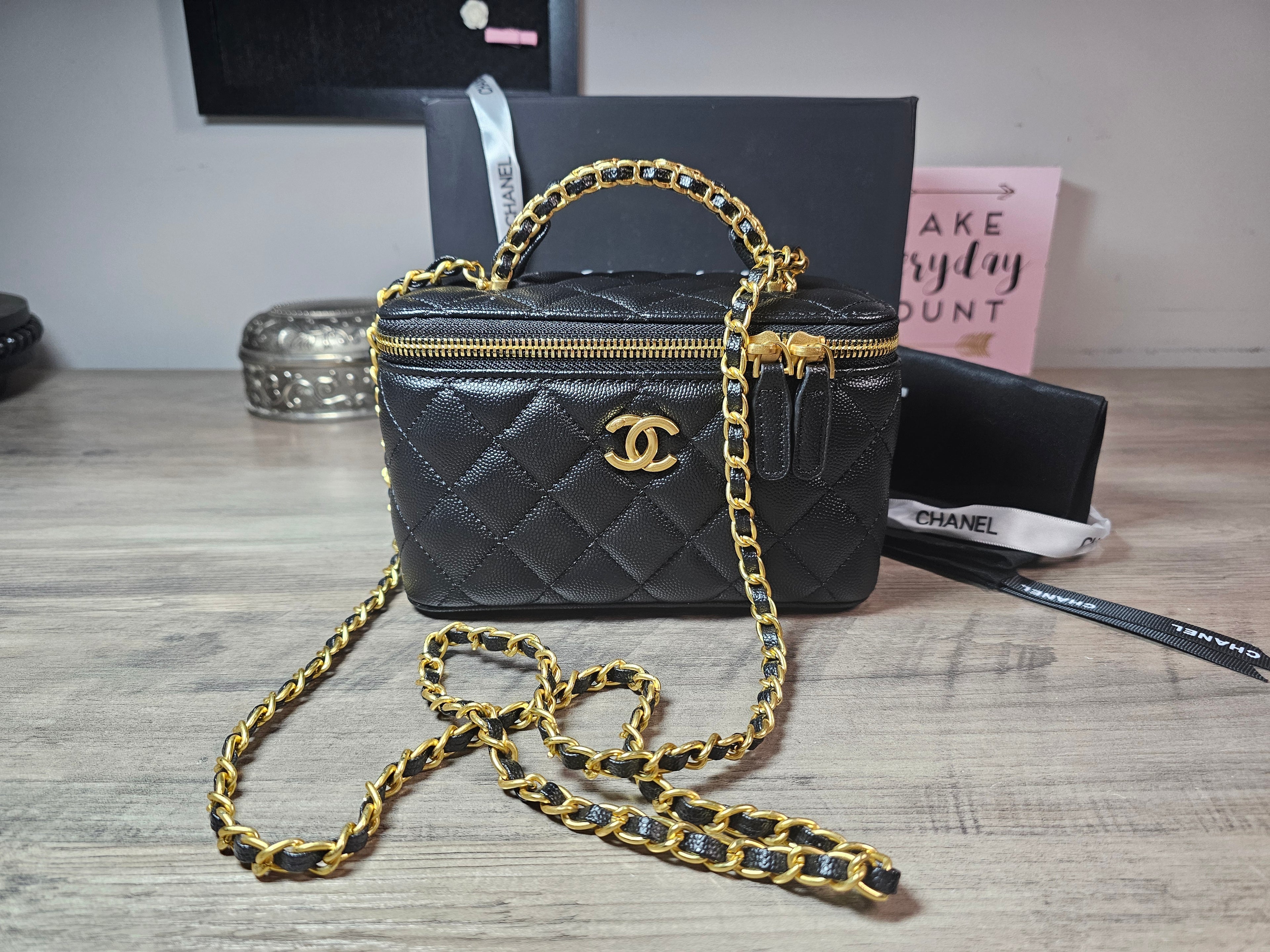 CC logo Black Caviar Medium/Large Vanity New with box and dustbag