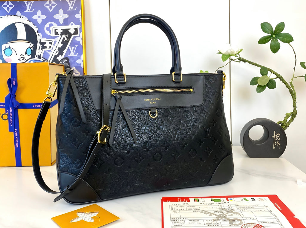 Black Monogram L Logo Slouch Bag