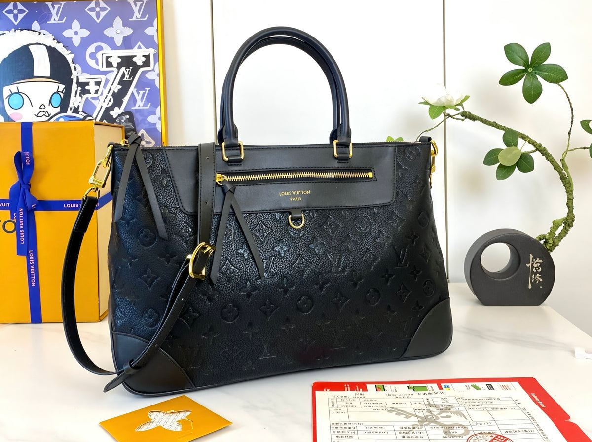 Black Monogram L Logo Slouch Bag