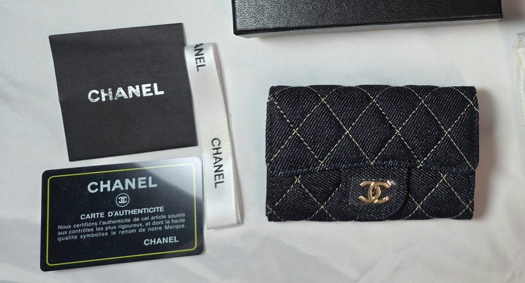 C Logo Black Wallet with Contrast Stitching